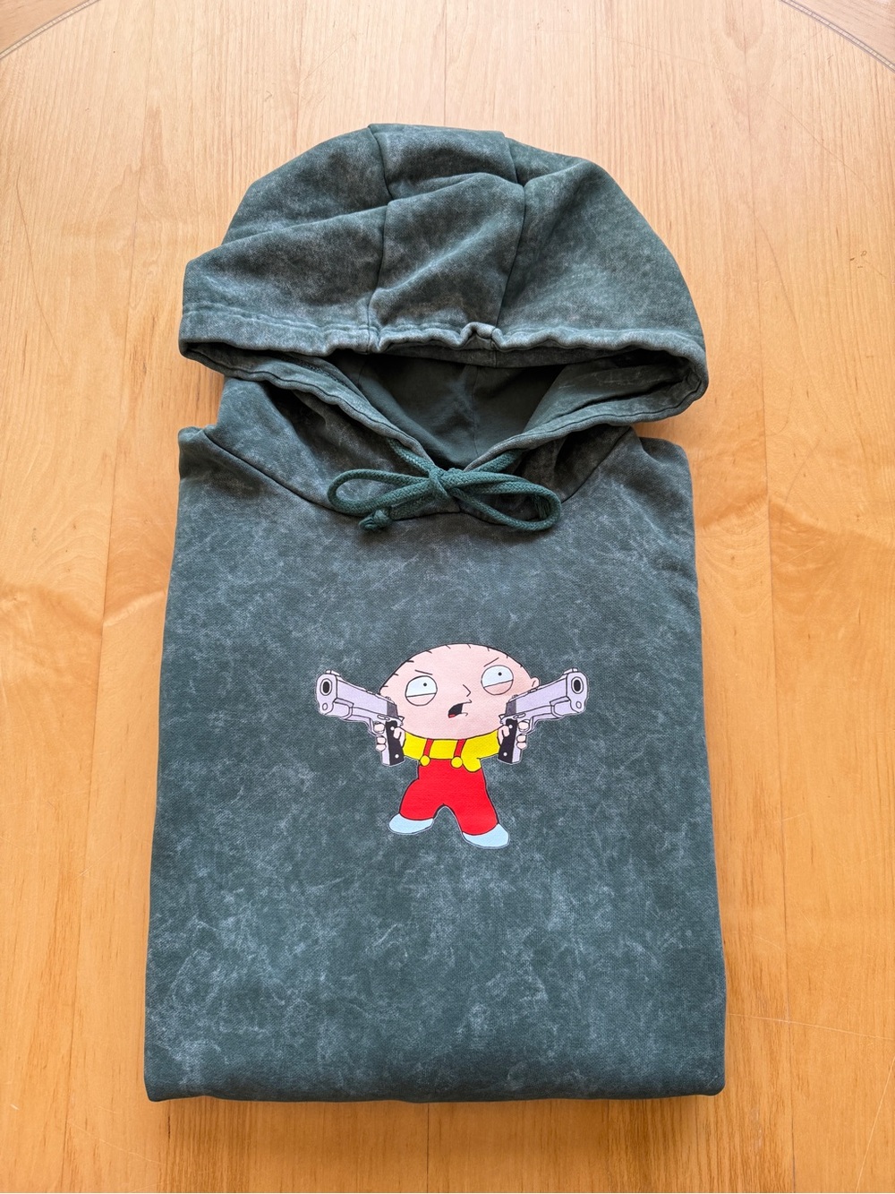 Family Guy Stewie Griffin Hoodie XL Green Acid Wash Graphic Pullover NWOT